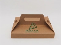 Boîte à pizza en carton ondulé personnalisée avec logo imprimé, avec poignée, écologique, pour emporter, livraison de nourriture, emballage alimentaire