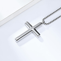 Liontin Salib Melengkung Berkualitas Tinggi Lapis Emas 18k Bahan Stainless Steel Perhiasan Fashion Kalung Pria Unisex Grosir