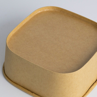 Boîte d'emballage alimentaire carrée personnalisée en papier kraft, bols jetables pour salades et fruits, avec couvercles transparents à fenêtre surélevée, sans BPA, utilisables au micro-ondes