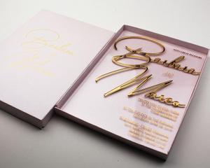 Klare Acryl-Hochzeits einladung karten Folien präge einladungen mit Box Gold Love Custom ized Fashion Card A18-Papier