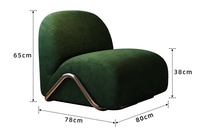 Fauteuil vintage en velours côtelé de style mid-century, chaise individuelle de salon, canapé paresseux design, canapé chariot en acier inoxydable