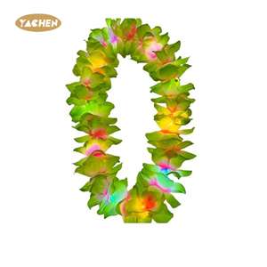 Yachen LEDライトアップハワイフラワーレイスガーランド大人の子供フラルオーグローリースネックレス誕生日パーティーウェディングデコレーション - Product Image 2