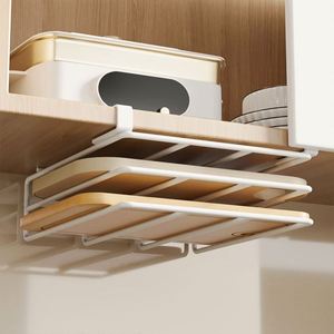 Étagère de rangement multifonction en métal pour cuisine, sans perforation, pour couvercles de casseroles, planches à découper, organisateur de vaisselle, armoire suspendue au plafond - Product Image 1