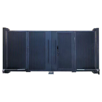 Porte motorisée en métal Design Extérieur Grandes portes d'entrée principales Clôture en aluminium gris foncé Portes d'allée Porte pliante Porte coulissante