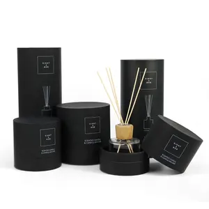 Luxury Black Gift Scented Candle Holder Round Paper Reed Diffuser Fragrance Bottle Tube Gift Jewelry Chocolate New Packaging Box