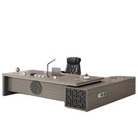 Bureau de direction moderne en forme de L en bois, design modulaire convertible, couleur teck, mobilier commercial