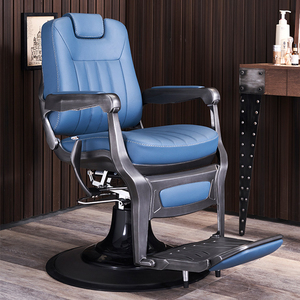 Silla de barbero azul de peluquerí<span class=keywords><strong>a</strong></span> de belleza moderna, sillas duras de barberí<span class=keywords><strong>a</strong></span> de rotación ajustable de lujo para hombres - Product Image 2