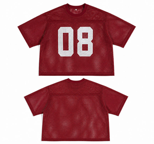 Maillot de football en mesh pour homme, t-shirt personnalisé avec logo et numéro imprimés, coupe ample, col rond, manches courtes, streetwear - Product Image 3