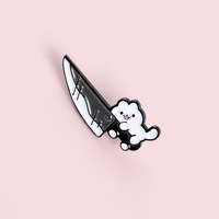 Şık kedi büyük kılıç Metal broş Pin karikatür sevimli yaka giyim aksesuarları için noel ulusal günü için