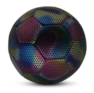 ลูกบอลฟุตบอลสะท้อนแสงสำหรับกลางคืนลูกบอลเรืองแสงขนาด5ลูกฟุตบอลหลากสีโลโก้ได้ตามต้องการ