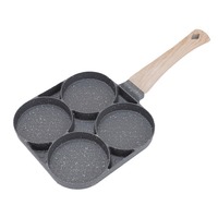 Poêle à œufs créative antiadhésive à 4 cavités en alliage d'aluminium, machine à omelettes en acier inoxydable, moule à gaufres pour petit-déjeuner