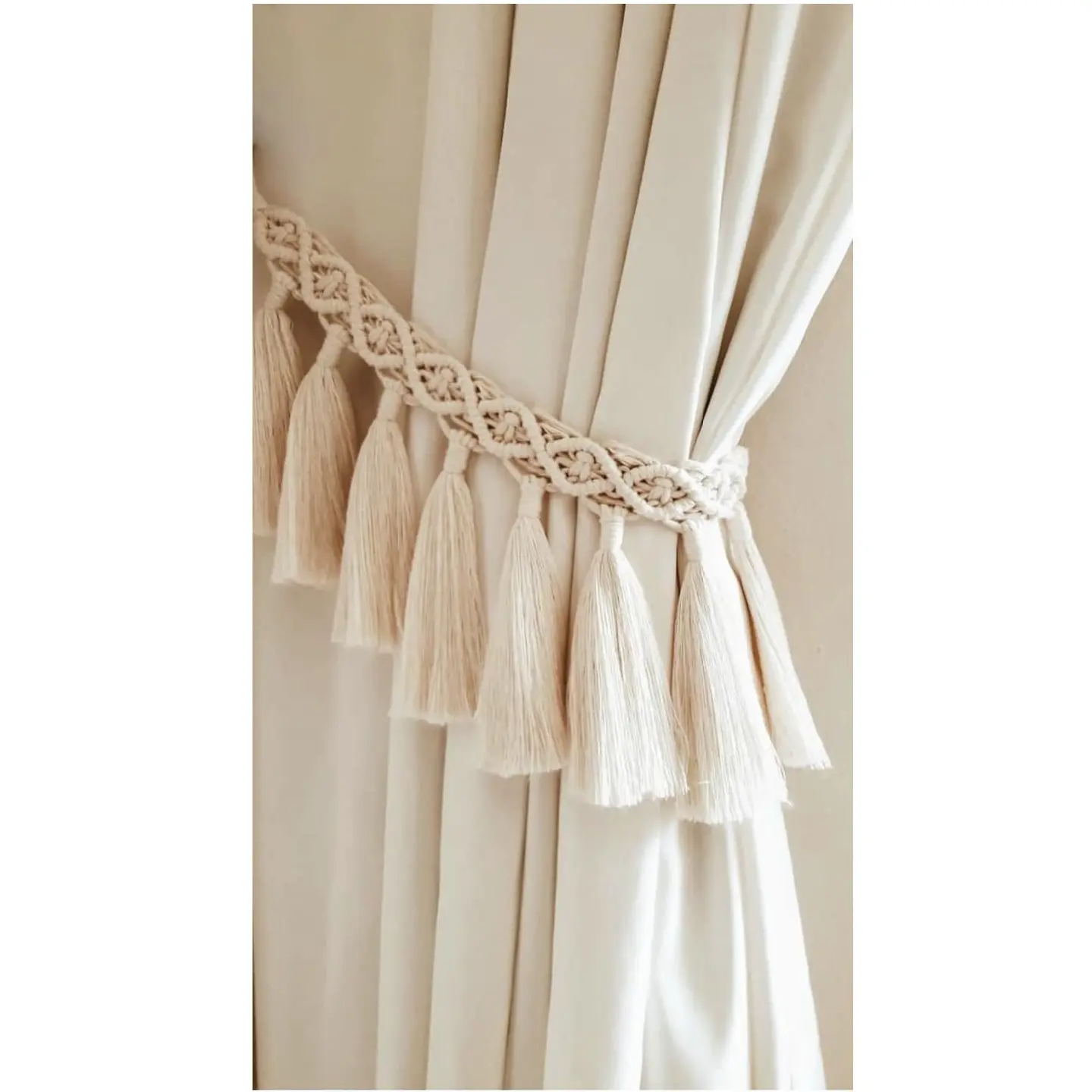 Hot Selling Macrame Curtain Tiebacks Macrame Woven Tassels Rope Curtain Holder For Living Room Decoration