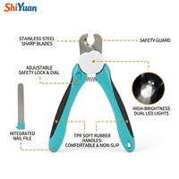 Coupe-ongles pour animaux de compagnie SHIYUAN avec lumière LED, en acier inoxydable, pour chiens et chats, avec protection de sécurité, logo ODE/OEM personnalisé