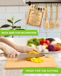 Ensemble de planches à découper en bambou pour la cuisine, 4 pièces, blocs de découpe rectangulaires avec design gravé, écologiques pour le chef à domicile - Product Image 5