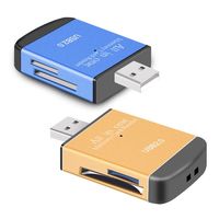 Lector de Tarjetas de Memoria USB 2.0 Externo Todo en Uno, Adaptador de Aleación de Aluminio para Tarjetas de Memoria TF, M2, MS y SD