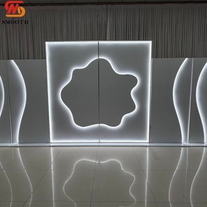 SMOOTH New Design LED Hollow Flower Wedding <b>Backdrop</b> Panel Stage Background Wall Curved Glowing <b>Frame</b> - Product Image 1