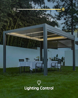 Pérgola de jardín independiente para exteriores de 20x25 pies, cenador de techo motorizado resistente a la nieve con persianas y LED