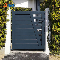 Portail piétonnier en alliage d'aluminium thermolaqué de 6 pieds, style industriel moderne, pour allée de villa résidentielle, jardin et cour.