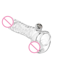 Manchon de pénis réutilisable en TPE, extensible et élastique, pour l'agrandissement du pénis, avec vibrations puissantes, jouet sexuel masculin