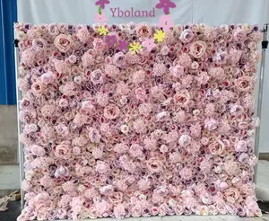 Pared de flores personalizada, pared de flores blancas, decoración de boda, panel de rosas artificiales, pared de flores de fondo