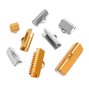 Clip d'extrémité à sertir pour ruban |   Connecteur de cordon en acier inoxydable PVD 18K pour la fabrication de bijoux DIY, bracelets et colliers - Product Image 1