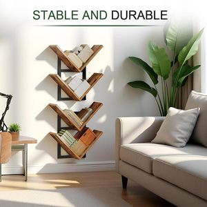 Étagère murale en bois double couche en forme d'arbre, petite étagère en bois naturel, organisateur de rangement suspendu, maison moderne - Product Image 5