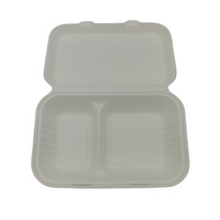 Boîte à repas jetable en canne à sucre écologique à 2 compartiments de 9 pouces pour le marché des grossistes, de bonne qualité