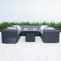 Ensemble de canapés en osier combiné de haute qualité en rotin de jardin extérieur avec table de foyer