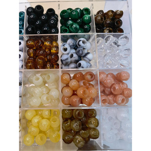 Cuentas redondas acrílicas con agujero grande para joyería, accesorios de hebilla decorativa, blanco, negro, verde, azul, marrón, 12mm - Product Image 2