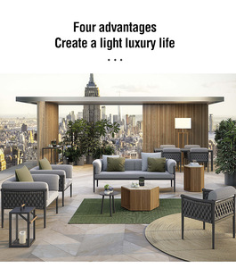 Canapé 3 places d'extérieur en aluminium Chaise longue en vigne pour salle à manger Cour Salon Salon Canapé de jardin Chaise longue Canapé Chaises longues - Product Image 4