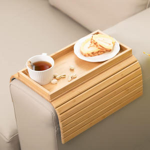 ถาดวางแขนโซฟาไม้ไผ่สำหรับห้องนั่งเล่นสำหรับเก็บอาหาร - Product Image 6