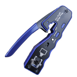 Multifunctional Network Crimper For Rj45 Snap Plug 8P8C <b>Wire</b> Strip Cut <b>Tool</b> With Soft Grip Handle Textured Finish Steel Body - Product Image 1