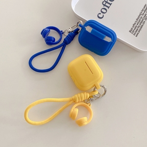 Funda Protectora de Color Sólido para <span class=keywords><strong>Apple</strong></span> <span class=keywords><strong>Airpods</strong></span> 1 2 3 4 Pro 2 3, Funda para Auriculares Inalámbricos con Correa para la Muñeca, Bonito Colgante para Auriculares, Caja de Carga - Product Image 4
