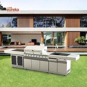 Sıcak satış mobilya özelleştirilmiş paslanmaz çelik barbekü açık mutfak dolabı ızgara ada