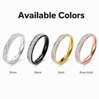 Bague en acier inoxydable plaqué or 18 carats, double rangée de zircons de laboratoire, empilable, unisexe, légère, certifiée, pour mariage, fête, tendance