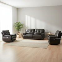 Sofá Reclinable Zero Wall 3+2+1 de Cuero Genuino para Sala de Estar