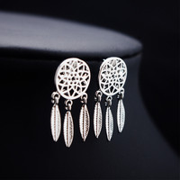 Anting-anting gantung bulu penangkap mimpi bohemian paduan mode Eropa dan Amerika wanita desain indah