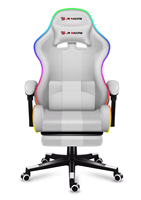Chaise de course ergonomique, design moderne, chaise de jeu en cuir avec LED RGB, réglage de la hauteur et repose-pieds pour PC