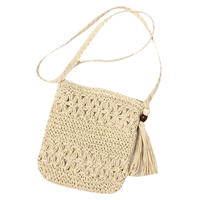 Bolso de Hombro Bohemio de Macramé para Invierno y Verano, Nuevo Bolso de Playa Personalizado Tejido a Crochet con Borlas y Cierre de Cremallera de Poliéster
