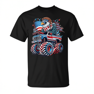 Camiseta Patriótica con Bandera Americana y Águila Calva, Unisex, Cuello Redondo, Manga Corta, Impresión Digital, Promocional para Adultos - Product Image 2