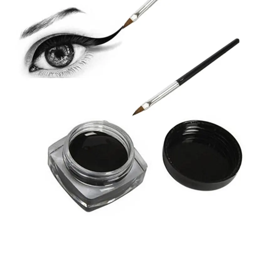 Black Waterproof Eyeliner cream Private Label Cosmetics Long-lasting Eye Liner gel Makeup Tools for eyeshadow with brush
