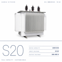 Transformateur immergé dans l'huile triphasé S20 1600 kVA 35 kV 50/60 Hz, équipement d'alimentation industriel intérieur pour usine et exploitation minière