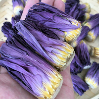 Kuncup bunga teratai biru kering, teh mekar ukuran besar, teh Herbal alami, teh bunga kering alami, penyembuhan aromaterapi