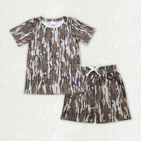 Conjuntos de Ropa de Pijama para Bebés Niños, 6 Colores, Manga Corta, Estampado de Camuflaje del Sur, Pantalones Cortos con Bolsillos