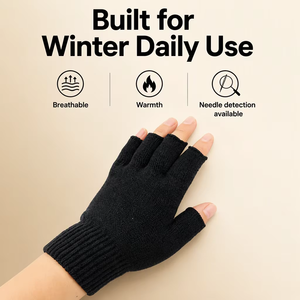 Guantes de Medio Dedo, Guantes de Invierno de Punto Acrílico sin Dedos, <span class=keywords><strong>Manoplas</strong></span> Cálidas y Elásticas para Hombre y Mujer, Juego de 5 Pares - Product Image 4