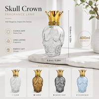 Lampe aromatique catalytique en verre en forme de crâne d'Halloween, brûleur d'huile parfumée, désodorisant, personnalisable OEM pour la décoration de la maison, des hôtels et des fêtes