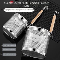Yolecen acier inoxydable nouilles passoire tamis ustensile de cuisine manche en bois passoire à pâtes maille passoire alimentaire matériau Durable