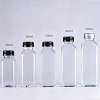 Bouteille en plastique vide pour jus de 4oz, 8oz, 12oz, 16oz avec bouchons, réutilisable, transparente, en gros, pour jus, lait, boissons