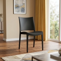 Chaise de salle à manger en plastique PP empilable sans accoudoirs, noire, robuste, moderne, de qualité supérieure, pour restaurant et café, vente en gros