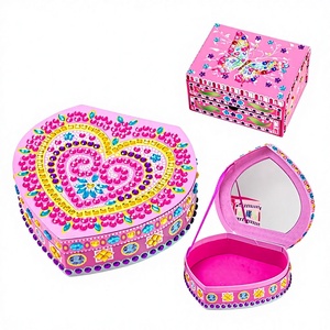 กล่องเก็บเครื่องประดับรูปหัวใจทำมือสำหรับเด็ก ของเล่นเสริมพัฒนาการ ฝึกสมาธิและการประสานงานระหว่างมือและตา พร้อมสติกเกอร์<span class=keywords><strong>เพชร</strong></span> EVA แบบต่อภาพ - Product Image 1